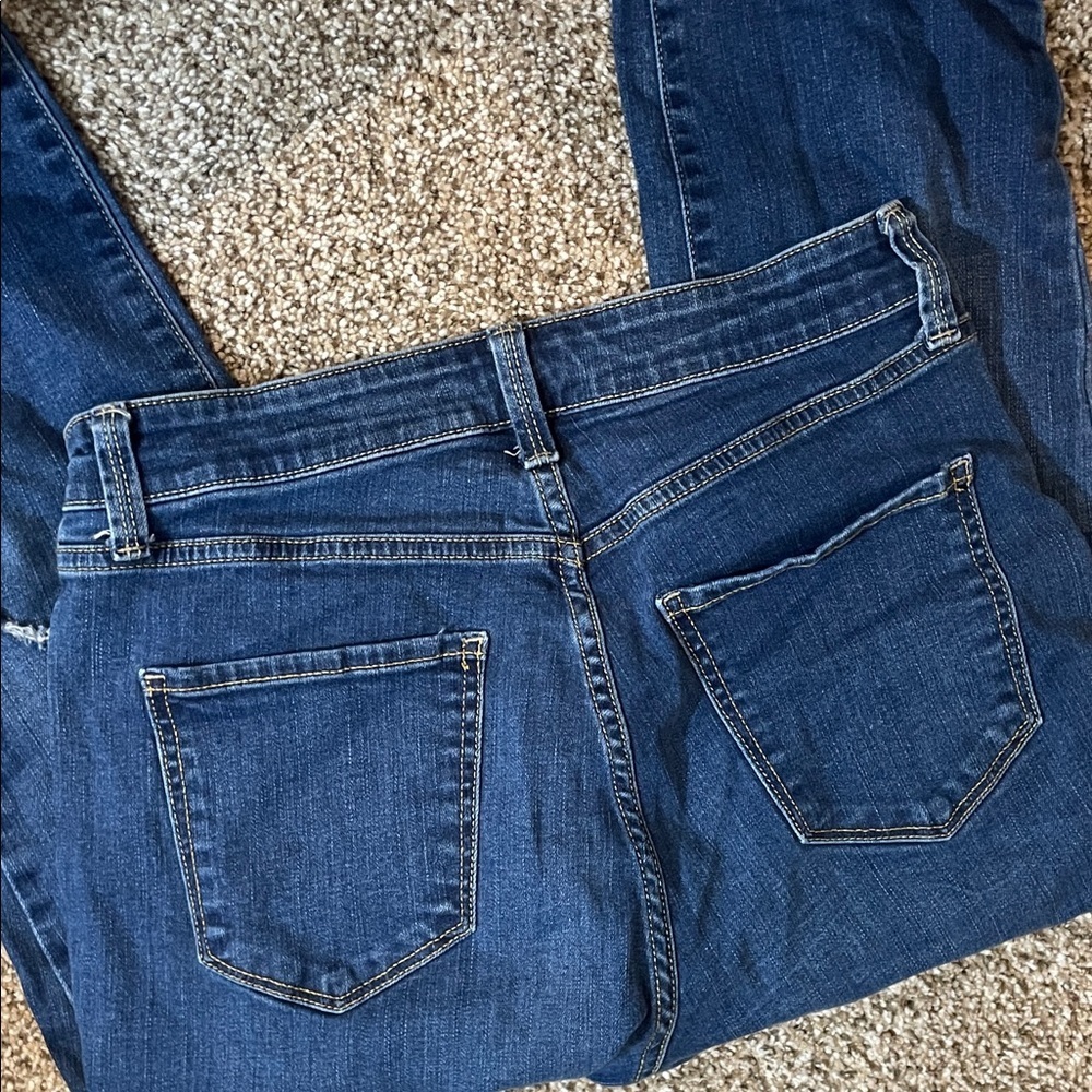 Arizona Jean Company Dark Blue Distressed Boyfriend Jeans - Picture 3 of 3